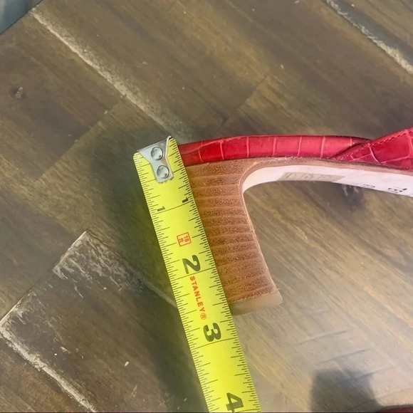 Brighton Red Terry Croc Embossed Leather Square Toe Sandals 90's Y2K Cherry - Picture 6 of 7